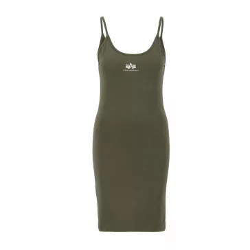 Basic Dress Small Logo Woman - dark olive