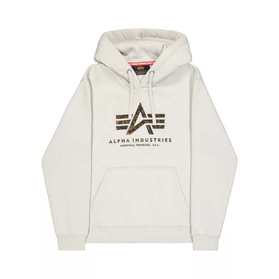 Basic Big Logo Effect Print Hoodie - stone Basic Big Logo Effect Print Hoodie - stone