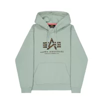 Basic Big Logo Effect Print Hoodie - frost green