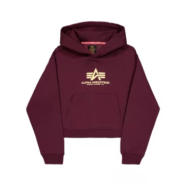 Basic Big Logo Puff Print Hoodie Women - dark cherry