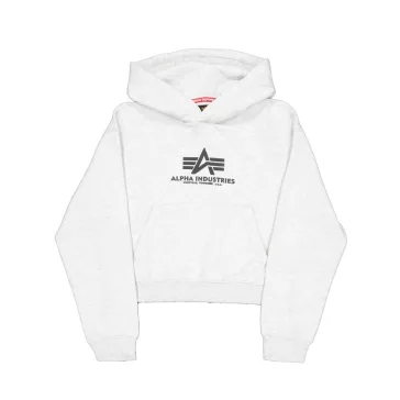 Basic Big Logo Puff Print Hoodie Women - pastel grey melange