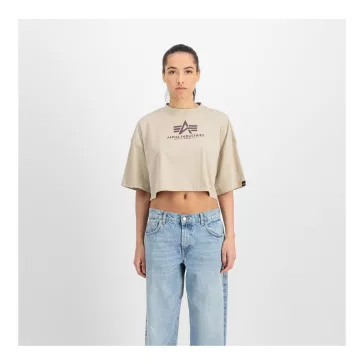 Basic Big Logo Cropped PP T-Shirt Women - organic beige
