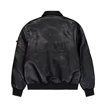 PU College Bomber Jacket - black