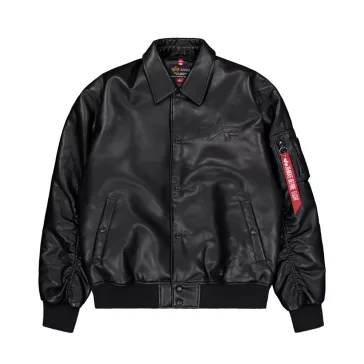 PU College Bomber Jacket - black