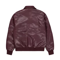 PU College Bomber Jacket - dark cherry