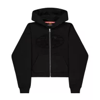 Rhinestone World Zip Hoodie Women - black