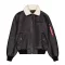 B-15-3 Faux Leather Bomber Jacket - black