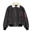B-15-3 Faux Leather Bomber Jacket - black