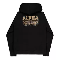Dripping Camo Print Hoodie - black