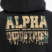 Dripping Camo Print Hoodie - black
