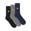 Smiley Sports Socks - 3 pair pack - navy/black/grey