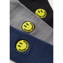 Smiley Sports Socks - 3 pair pack - navy/black/grey